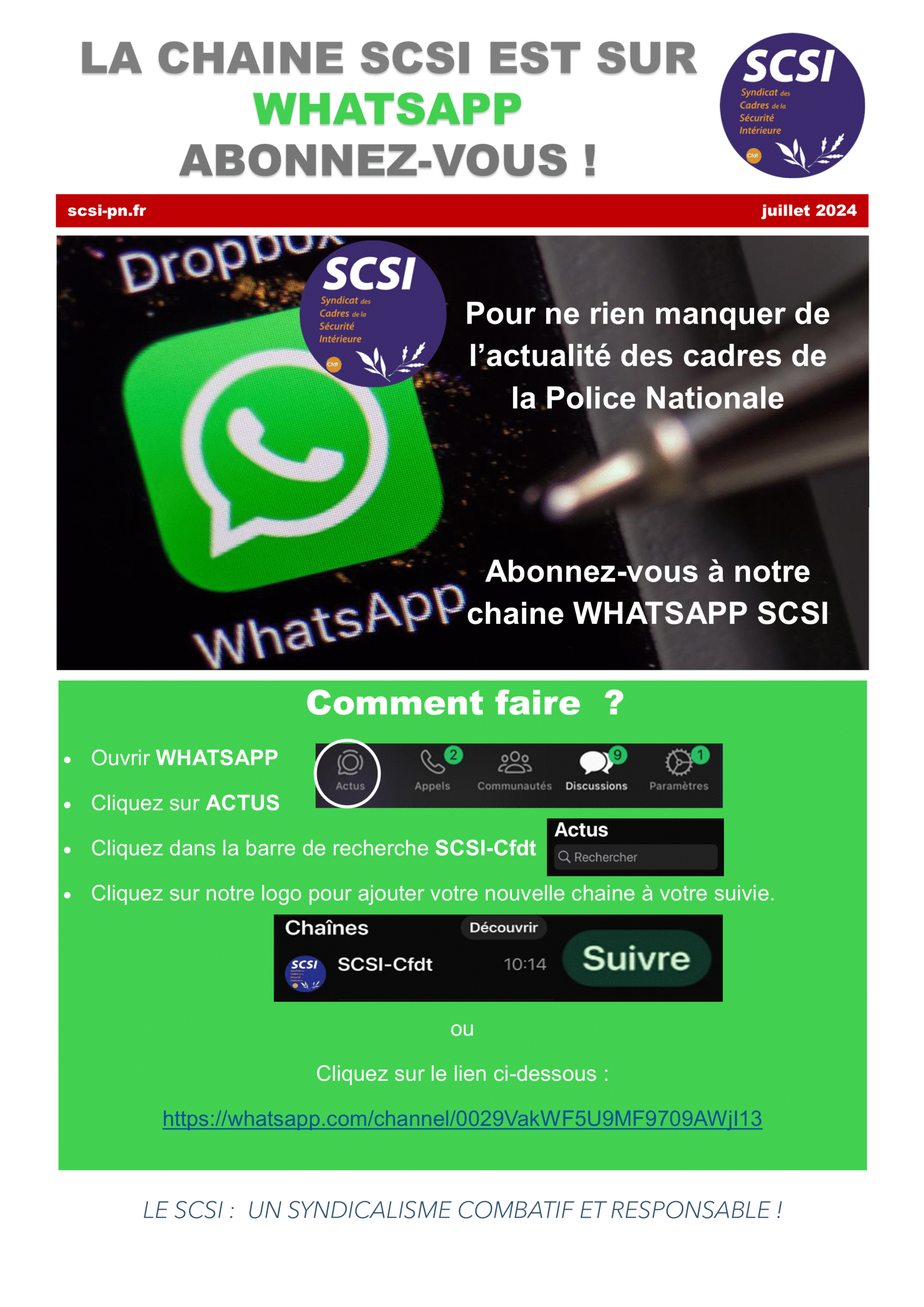 LA CHAINE SCSI EST SUR WHATSAPP, ABONNEZ-VOUS !